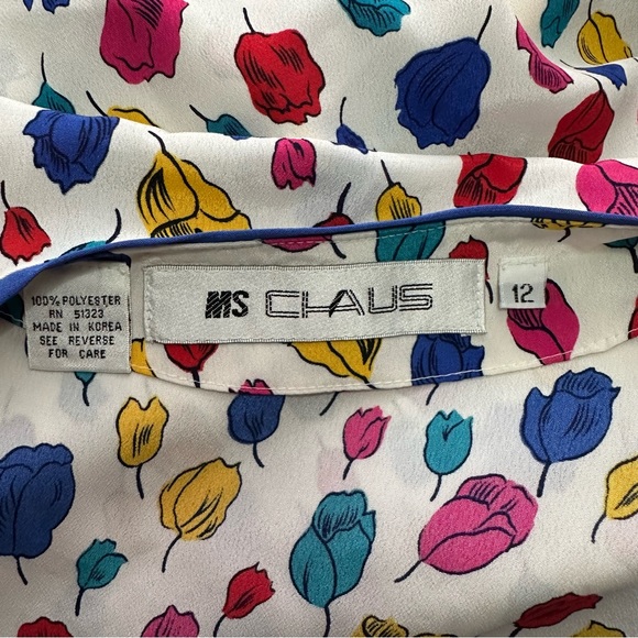 VTG 80s Floral Tulip Peplum Sheath Dress - Picture 3 of 6